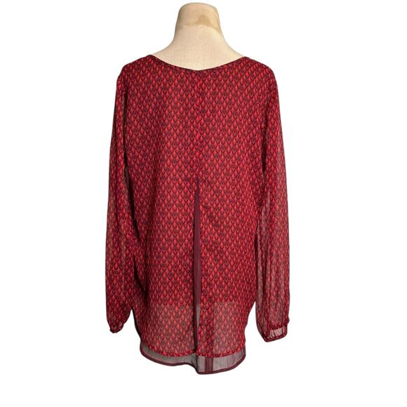 Lucky Brand ref print long sleeved tunic blouse size Medium - Picture 2 of 11